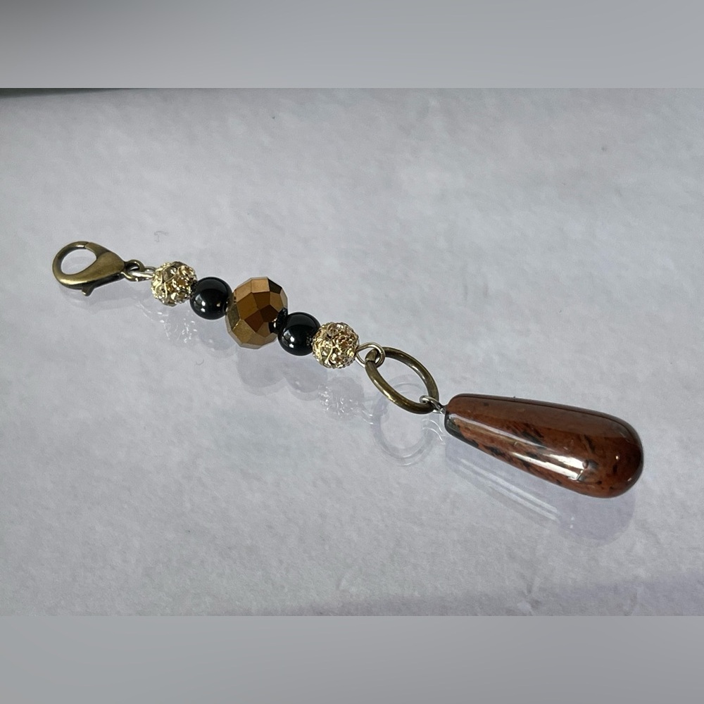 Mahogany Obsidian zipper pull New